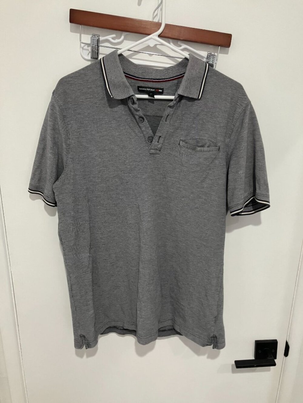 Banana Republic "Mad Men" Men's Polo Shirt, Navy Gray Heather, Size Large Tall